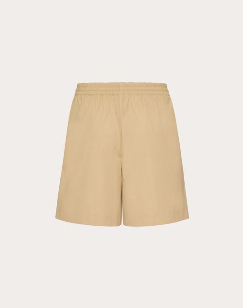 Valentino - Bermuda En Popeline De Coton - Beige - Homme - Shorts Et Pantalons