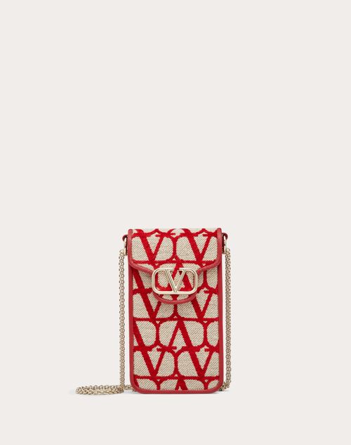 Valentino Garavani - Locò Toile Iconographe Phone Case With Chain - Beige/red - Woman - Mini Bags