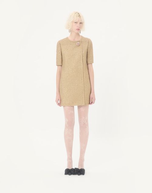 Valentino - Short Canestrello Lurex Tweed Dress - Gold - Woman - Ready To Wear