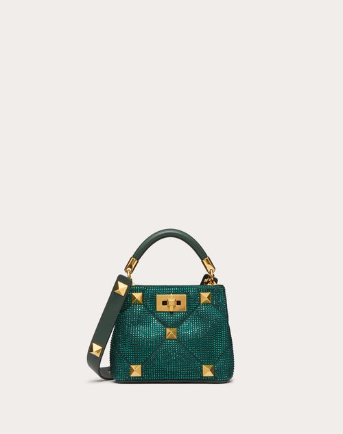 Valentino Garavani - Roman Stud Rhinestone Handbag - Green - Woman - Top Handle Bags