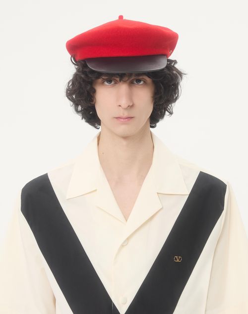 Valentino - Valentino Cotton Poplin Bowling Shirt With Inlaid V And Vlogo Patch - Ivory/black - Man - Shirts