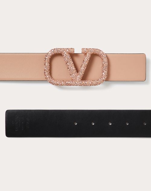 Shop Valentino Garavani V Logo Reversible Leather Belt