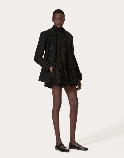 Valentino - Tulle Illusione Embroidered Short Dress - Black - Woman - Dresses