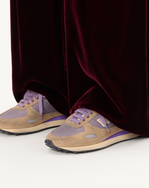 Valentino Garavani - スタッドアップ バタフライエンブロイダリー スプリットレザー X ナイロン スニーカー - ライラック/マルチカラー - ウィメンズ - スニーカー