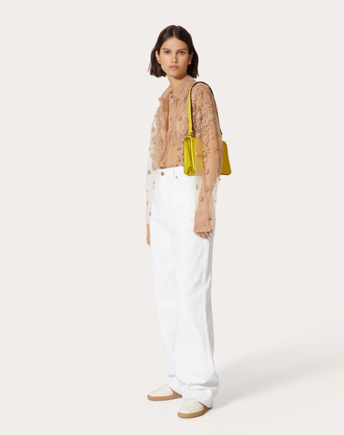 Valentino - Embroidered Tulle Illusione Shirt - Hazelnut - Woman - Shelf - Pap 