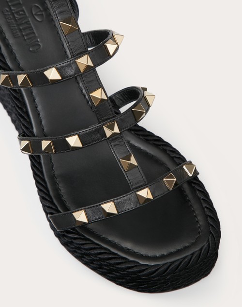 Rockstud platform leather sandals
