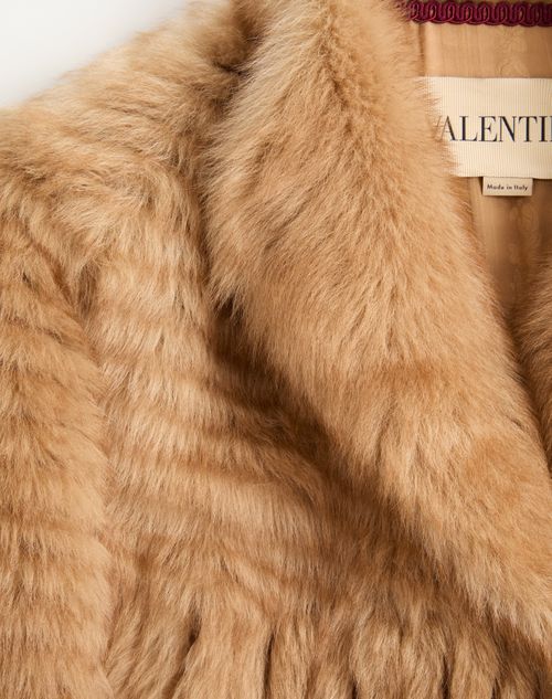Valentino - Cappotto In Shearling - Miele - Donna - Cappotti E Outerwear