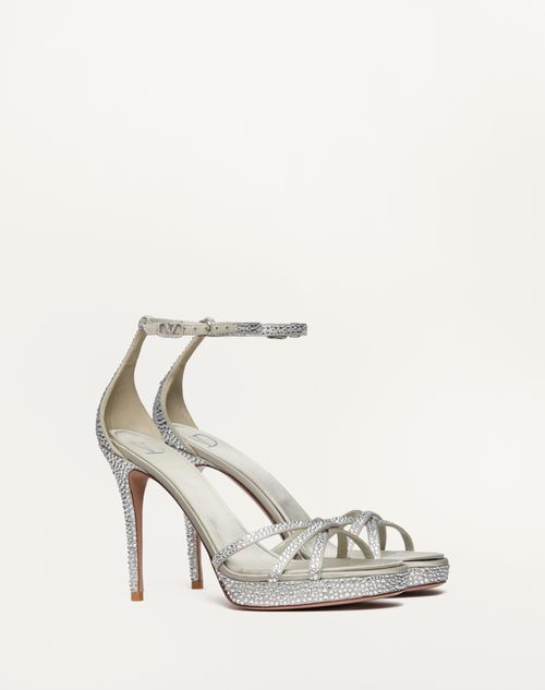 Valentino Garavani - Valentino Garavani Eveninglam Platform Sandal With 120mm Crystals - Crystal/grey - Woman - Shelf - W Shoes - Eveninglam Shoes