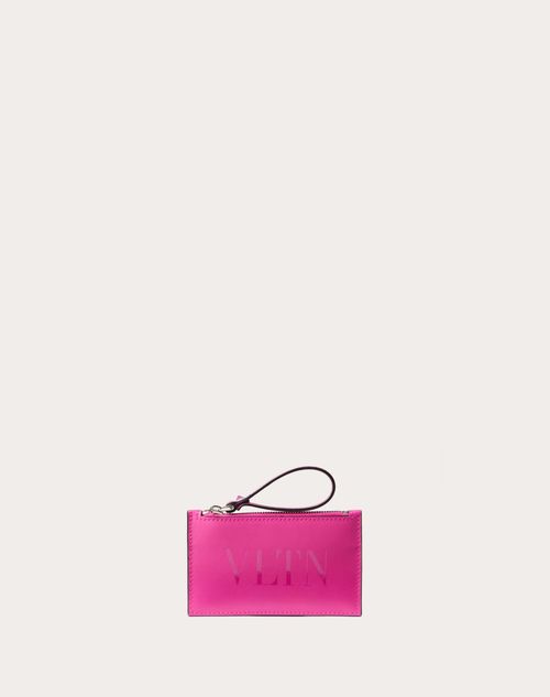 Valentino Garavani - Vltn Calfskin Card Holder - Pink Pp - Man - Wallets And Small Leather Goods