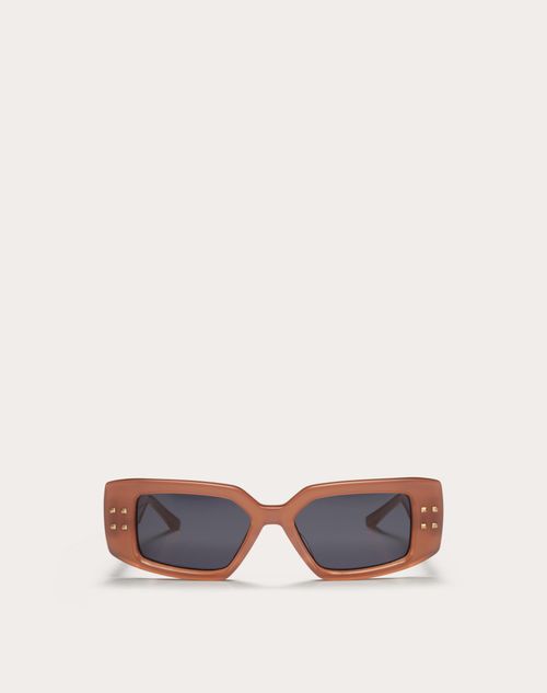 Valentino - Iv - Lunettes Rectangulaires En Acétate - Rose/gris Foncé - Femme - Lunettes De Soleil