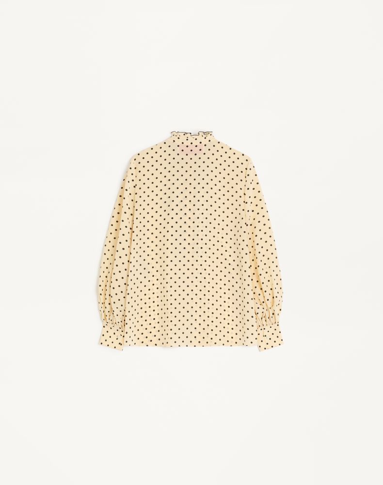 Valentino Crepe De Chine Shirt With Plusdepois Print Woman Birch/Black 38