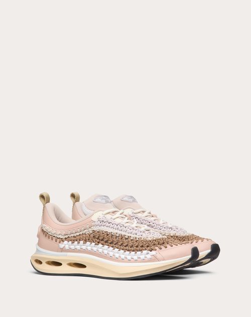 Valentino Garavani - Vlogo Easyknot Sneaker In Woven Fabric - Beige - Woman - Sneakers