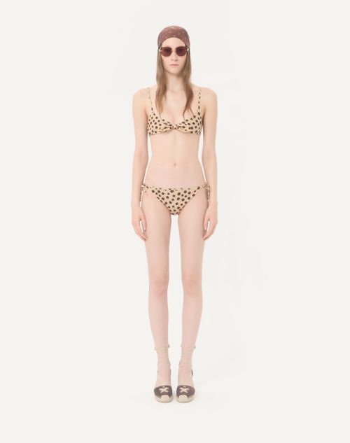 Valentino - Maillot De Bain En Lycra À Pois Plus De Pois Dalmata - Beige/chocolat - Femme - Beachwear