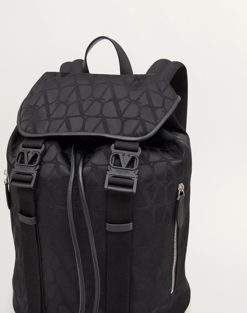 Valentino Garavani Men's Toile Iconographe Backpack with Leather Detailing - Black - Backpacks