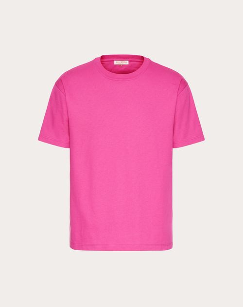 Valentino - Cotton T-shirt With Stud - Pink Pp - Man - Tshirts And Sweatshirts