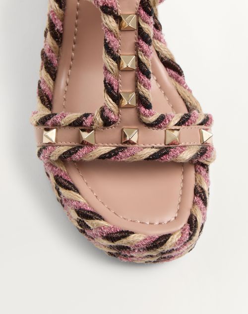 Rockstud Wedge In Calfskin 90mm for Woman in Rose Cannelle Rockstud Wedge In Calfskin 90mm for Woman in Rose Cannelle