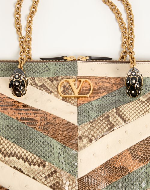 Valentino Garavani - Valentino Garavani Panthea Medium Shoulder Bag In Exotic Leather With Chevron Pattern - Multicolor - Woman - Shoulder Bags