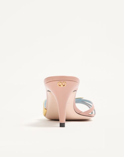 Valentino Garavani - Foliefoliage Slide Sandal In Kidskin 65mm - Pink - Woman - Sandals