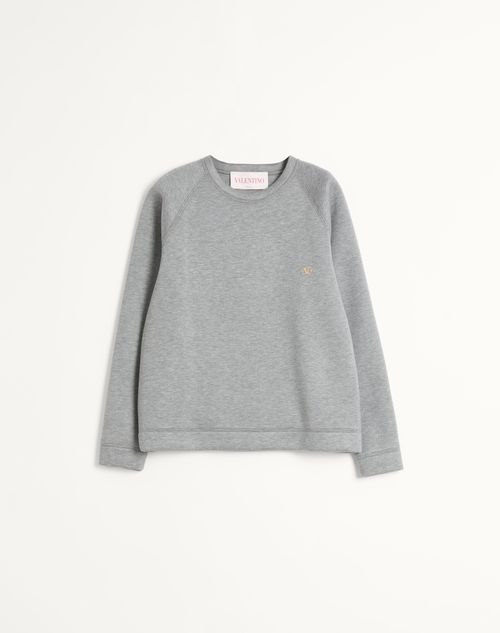 Valentino - Neoprene Crewneck Sweatshirt With Vlogo - Grey - Man - T-shirts And Sweatshirts