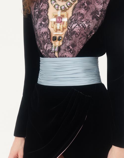 Valentino - Satin Cady Belt - Sky Blue - Woman - Belts