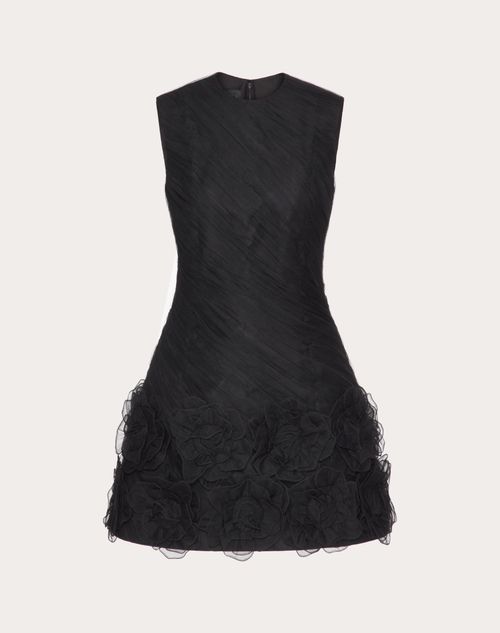 Valentino - Robe Courte Brodée Tulle Illusione - Noir - Femme - Robes