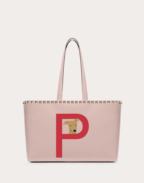 Valentino Garavani - Valentino Garavani Rockstud Pet Customizable Small Tote Bag - Rose Quartz/pure Red - Woman - Rockstud Pet - Bags