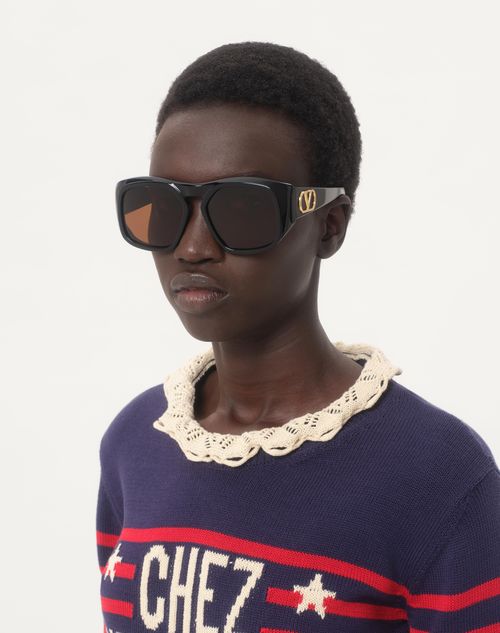 Valentino - Rectangular Acetate Frame - Black/brown - Unisex - Akony Eyewear - M Accessories