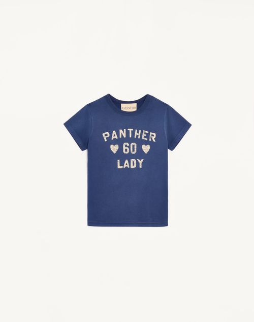 Valentino - Printed Cotton T-shirt - Blue/birch - Woman - T-shirts And Sweatshirts