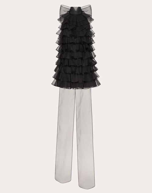 Valentino - Short Organza Dress - Black - Woman - Ready To Wear