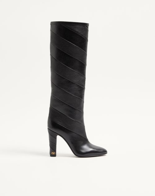 Valentino Garavani - Rayons Nappa Boot With Chevron Pattern 100mm - Black - Woman - Boots