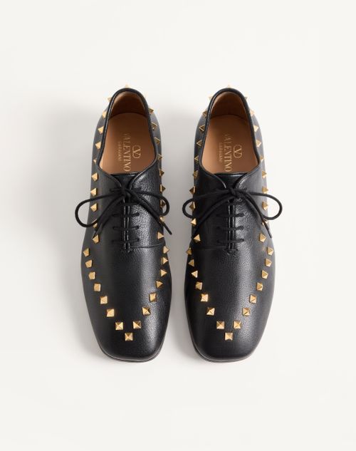 Valentino Garavani - Zapato Derby Rockstud De Cabritilla - Negro - Hombre - Zapatos De Cordones