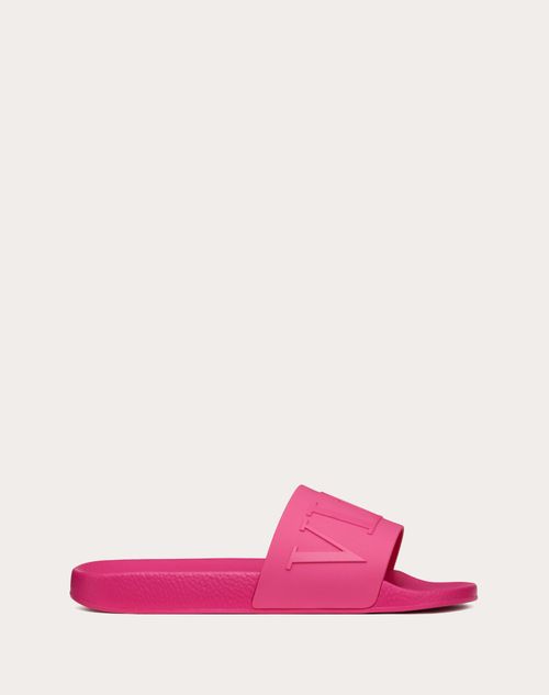 Valentino Garavani - Vltn Rubber Slider Sandal - Pink Pp - Man - Man Shoes Sale