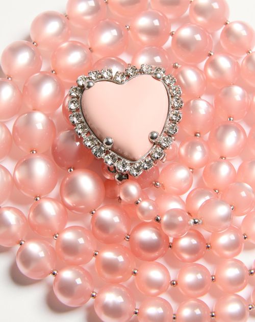Valentino Garavani - Coeur Hyperbole Necklace In Metal, Resin And Crystals - Pink - Woman - Fashion Jewelry