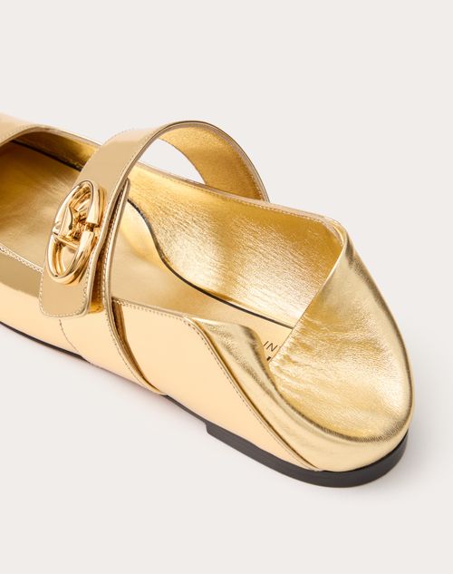 VLOGO LOCKER MARY-JANE BALLERINA IN BLACK CALFSKIN