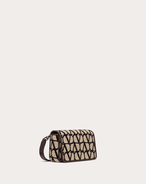 Valentino Garavani - Pochette À Bandoulière En Toile Iconographe Avec Éléments En Cuir - Beige/noir - Homme - Sacs Porté Épaule