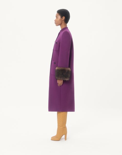 Valentino - Compact Drap Coat - Purple - Woman - Coats And Outerwear