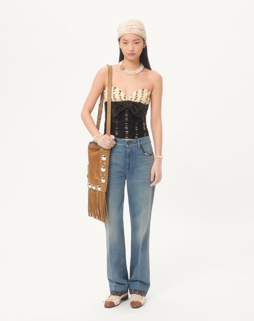 Valentino - Chiffon Top With Plusdepois Print - Black/birch - Woman - Shirts And Tops