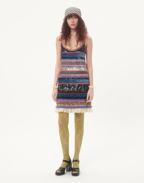 Valentino - Tulle Illusione Embroidered Short Dress - Multicolor - Woman - Dresses