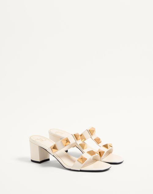 Valentino Garavani - Roman Stud Calfskin Slide Sandal 60 Mm - Light Ivory - Woman - Sandals