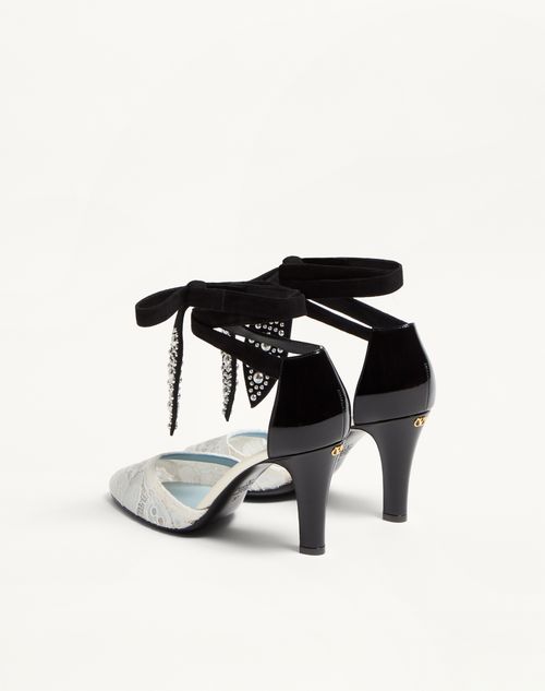 Valentino Garavani - Foliefoliage Pumps In Abrasive Calfskin And Lace 85mm - Ivory/nude/black - Woman - Woman Shoes Sale