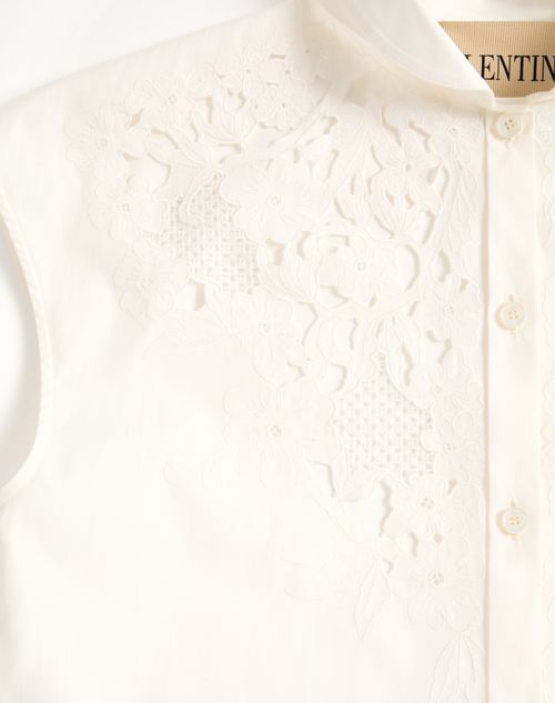 Valentino - Camicia In Popeline Ricamata - Bianco - Donna - Camicie E Top