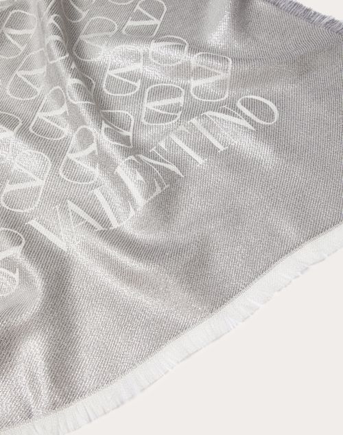 Valentino Garavani - Châle Vlogo Signature En Jacquard De Soie, Cachemire Et Lurex 140 x 140 cm - Argent - Femme - Accessoires Textiles
