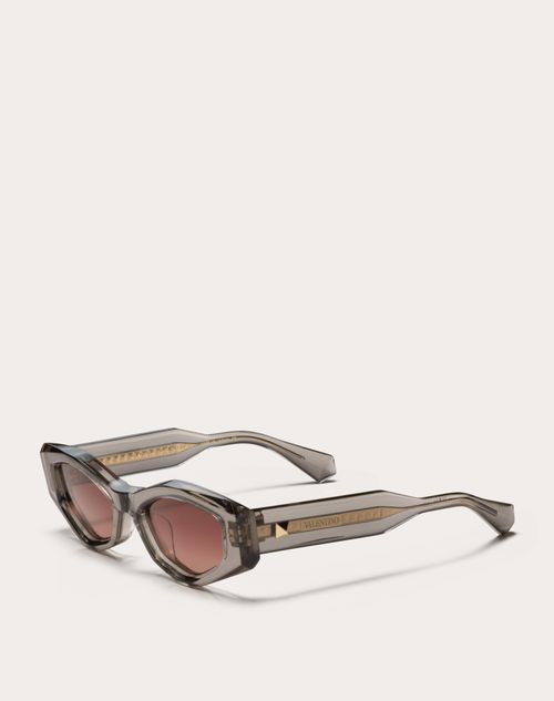 Valentino - Iii - Lunettes Asymétriques En Acétate - Gris/rose Dégradé - Femme - Lunettes De Soleil