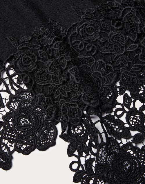 Valentino Garavani - Wool And Cashmere Lace Scarf With Macrame Lace Detail - Black - Woman - Soft Accessories