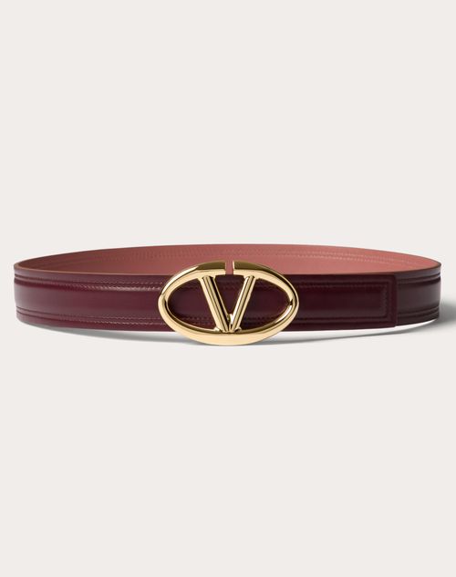 Valentino Garavani - The Bold Edition Vlogo Shiny Calfskin Belt 30 Mm - Brown/pink - Woman - Accessories