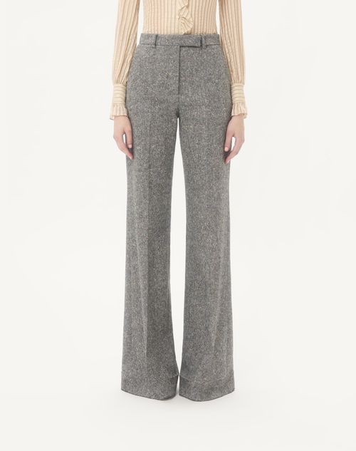 Valentino - Natté Buttoned Weave Trousers - Ivory/black - Woman - Pants And Shorts