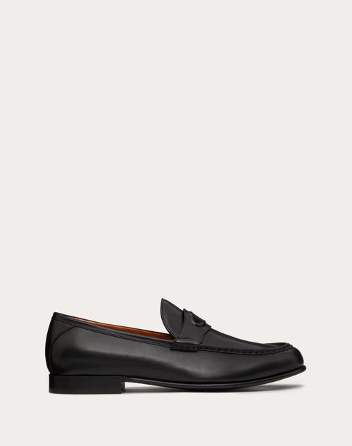 Valentino Garavani - Vlogo The Bold Edition Calfskin Leather Loafer - Black - Man - Loafers & Oxford