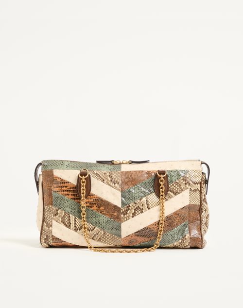 Valentino Garavani - Borsa Media A Spalla Valentino Garavani Panthea In Pelli Esotiche Motivo Chevron - Multicolor - Donna - Borse A Spalla