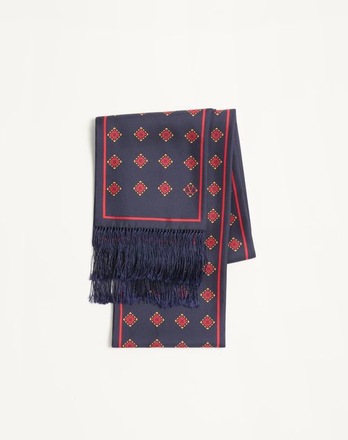 Valentino Garavani - Opticool Silk Bandeau Scarf With Fringe - Navy/yellow/red - Man - Accessories