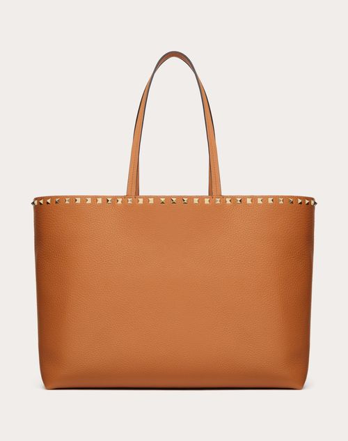 Bolso Shopper Rockstud De Piel De Becerro Granulada para Mujer en Marfil  Pálido